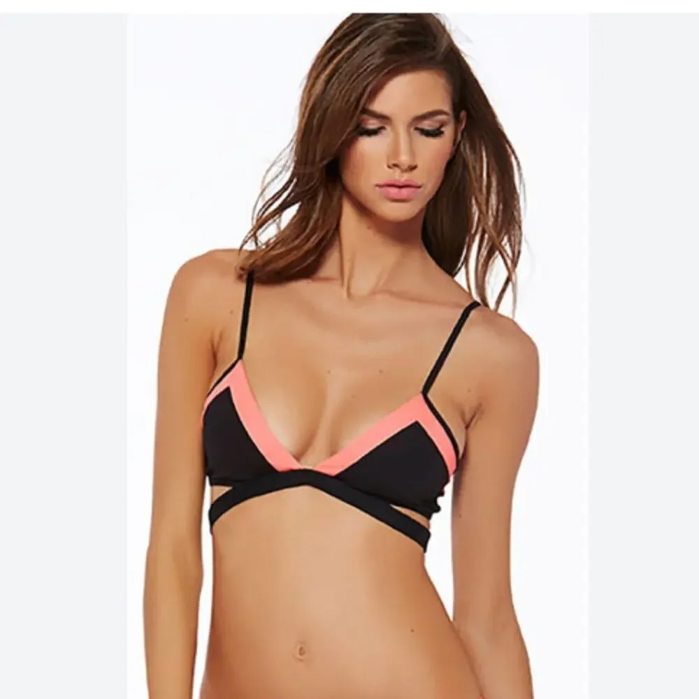 L*SPACE Platinum Bikini Top XS Black